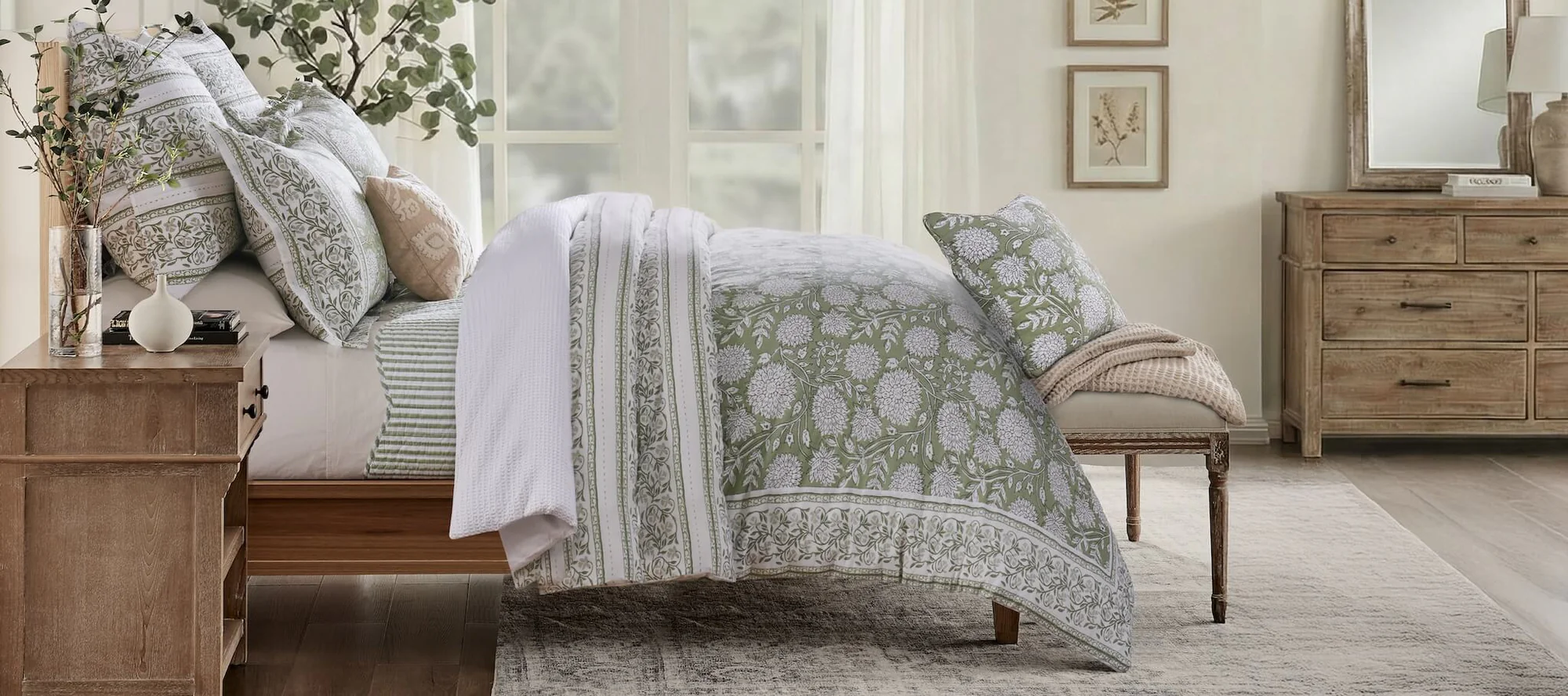 Levtex Home Shop -Levtex Home Shop Adare Comforter Set and Martha Stripe Quilt Set in Sage Green FE Desktop