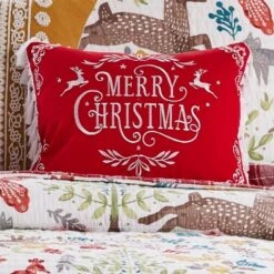 Folk Deer Merry Christmas Decorative Pillow White - Levtex Home -Levtex Home Shop GUEST 082315f6 d086 4f3c b92d 8893187e61f7