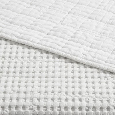Mills Waffle Bright White Quilted Throw - Levtex Home 5 Mills Waffle Bright White Quilted Throw - Levtex Home - Image 3