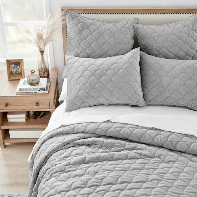 Light Grey Velvet Euro Sham - Set Of 2 - Levtex Home 3 Light Grey Velvet Euro Sham - Set Of 2 - Levtex Home