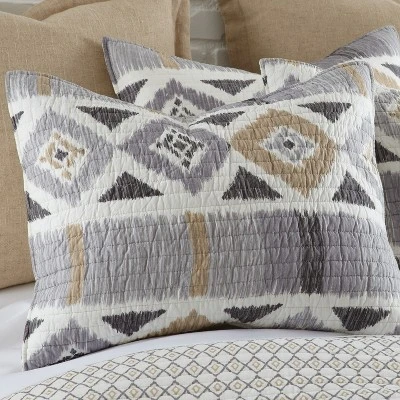 Santa Fe Standard Sham - Greys, Tan, And White - Levtex Home 3 Santa Fe Standard Sham - Greys, Tan, And White - Levtex Home