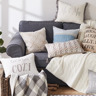 Perla Grey Mr. & Mrs Decorative Pillow - Levtex Home 5 Perla Grey Mr. & Mrs Decorative Pillow - Levtex Home - Image 3