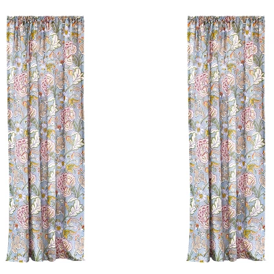 Angelica Floral Lined Curtain Panel With Rod Pocket - 2pk - Levtex Home 4 Angelica Floral Lined Curtain Panel With Rod Pocket - 2pk - Levtex Home - Image 2