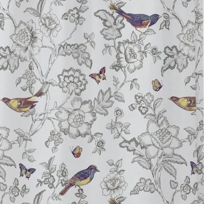 Mockingbird Toile Lined Shower Curtain With Grommets - Levtex Home 4 Mockingbird Toile Lined Shower Curtain With Grommets - Levtex Home - Image 2