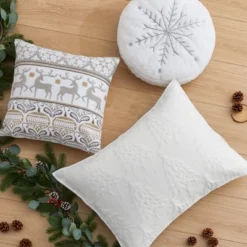 O Christmas Round Metalic Snowflake Pillow R16 -Levtex Home