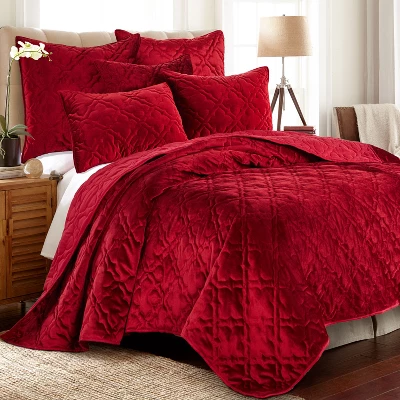 BH Caserta Velvet Red Sham - Levtex Home 4 BH Caserta Velvet Red Sham - Levtex Home - Image 2