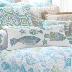 Ocean Springs Embroidered Fish Decorative Pillow - Levtex Home