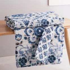 Lorrance Blue Quilted Throw - Levtex Home
