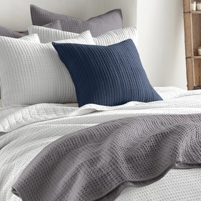 Mills Waffle Navy Square Pillow - Levtex Home 4 Mills Waffle Navy Square Pillow - Levtex Home - Image 2