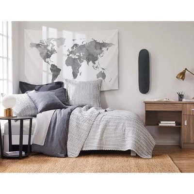 Grey Sateen Twin-XL 3pc Sheet Set - Levtex Home 6 Grey Sateen Twin-XL 3pc Sheet Set - Levtex Home - Image 4