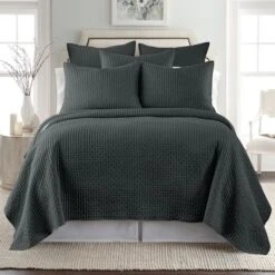 Cross Stitch Charcoal Euro Shams - Set Of 2 - Levtex Home